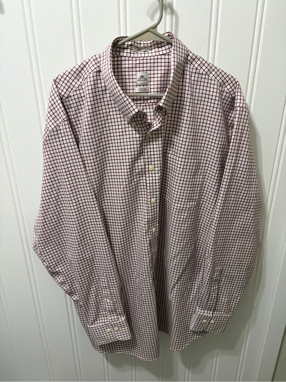 Peter Millar Nanoluxe Easycare Virginia Tech Hokies Maroon Check Shirt Men's XXL